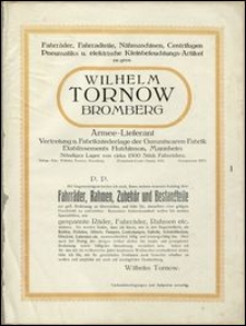 [Katalog] : [Inc.:] Wilhelm Tornow - Bromberg : Fahrräder, Nähmaschinen und Zubehörteile en gros, 1914/1915