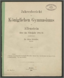 Jahresbericht des Königlichen Gymnasiums zu Allenstein über das Schuljahr 1894/95