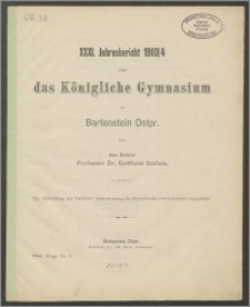 XXXI. Jahresbericht 1903/4 über das Königliche Gymnasium zu Bartenstein Ostpr.