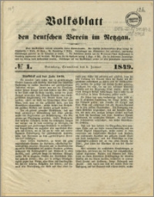Volksblatt für den deutschen Verein im Netzgau, 1849.01.06, nr 1