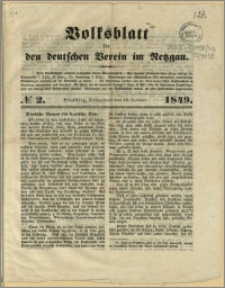 Volksblatt für den deutschen Verein im Netzgau, 1849.01.13, nr 2
