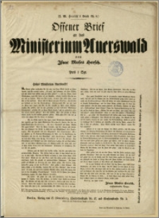 Offener Brief an das Ministerium Auerswald von Isaac Moses Hersch : Berlin, im Juni 1848