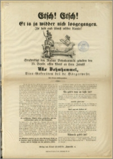 Etsch! Etsch! Et is ja widder nich losgegangen. Ihr habt euch schonst widder blamirt! : Strafpredigt von Madam Bohmhammeln gehalten den 25. Septbr. uffen Abend an ihren Jemahl