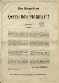 Eine Bürger - Krone dem Herrn von Natzmer!! : Berlin, im Juni 1848