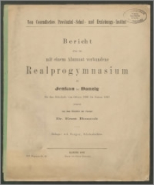 Von Conradisches Provinzial-Schul- und Erziehungs-Institut Bericht über das mit einem Alumnat verbundene Realprogymnasium zu Jenkau bei Danzig für das Schuljahr von Ostern 1896 bis Ostern 1897