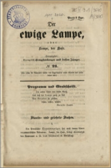 Der ewige Lampe, oder Lampe, der Hase. Herausgeber : Evangelist Hengstenberger und dessen Jünger. No 21