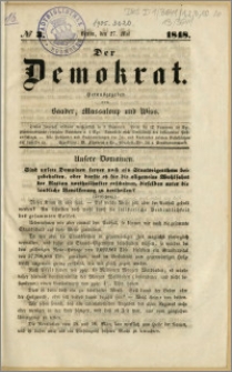Der Demokrat. Herausgegeben von Vaader, Massaloup und Wiss, No 3, 27. Mai. 1848
