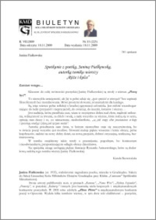 Biuletyn Koła Miłośników Dziejów Grudziądza 2009, Rok 7, nr 33(225) : Spotkanie z poetką, Janiną Fiałkowską, autorką tomiku wierszy„Róże i kolce”