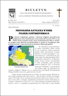 Biuletyn Koła Miłośników Dziejów Grudziądza 2015, Rok XIII, nr 5(417) : Propaganda katolicka w dobie polskiej kontrreformacji