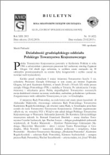 Biuletyn Koła Miłośników Dziejów Grudziądza 2015, Rok XIII, nr 10(422) : Działalność grudziądzkiego oddziału Polskiego Towarzystwa Krajoznawczego