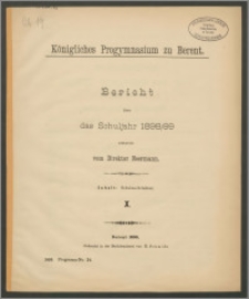 Königliches Progymnasium zu Berent. Bericht über das Schuljahr 1898/99