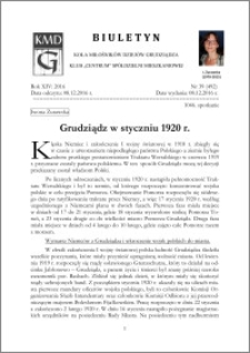 Biuletyn Koła Miłośników Dziejów Grudziądza 2016, Rok XIV, nr 39(492) : Grudziądz w styczniu 1920 r.