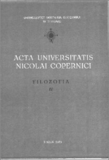 Acta Universitatis Nicolai Copernici. Nauki Humanistyczno-Społeczne. Filozofia, z. 4 (103), 1979