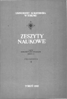 Zeszyty Naukowe Uniwersytetu Mikołaja Kopernika w Toruniu. Nauki Humanistyczno-Społeczne. Filozofia, z. 2 (30), 1968