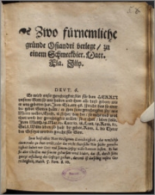 Zwo fürnemliche gründe Osiandri verlegt, zu einem Schmeckbier / Matt. Fla. Illy. ...