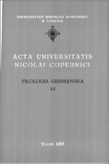 Acta Universitatis Nicolai Copernici. Nauki Humanistyczno-Społeczne. Filologia Germańska z. 20 (292), 1995