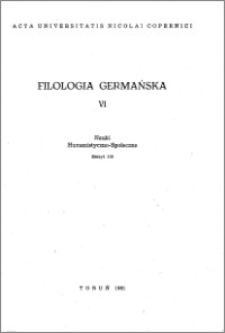 Acta Universitatis Nicolai Copernici. Nauki Humanistyczno-Społeczne. Filologia Germańska, z. 6 (113), 1981