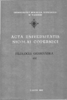 Acta Universitatis Nicolai Copernici. Nauki Humanistyczno-Społeczne. Filologia Germańska, z. 16 (247), 1992