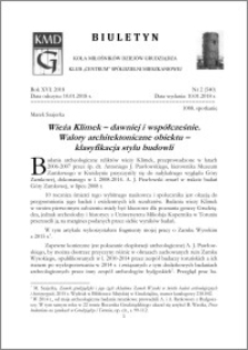 Biuletyn Koła Miłośników Dziejów Grudziądza 2018, Rok XVI nr 2(540) : Wieża Klimek – dawniej i współcześnie. Walory architektoniczne obiektu – klasyfikacja stylu budowli