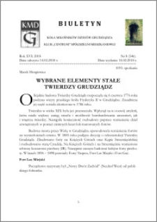 Biuletyn Koła Miłośników Dziejów Grudziądza 2018, Rok XVI nr 8(546) : Wybrane elementy stałe Twierdzy Grudziądz