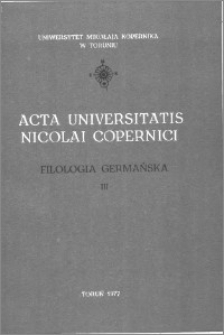 Acta Universitatis Nicolai Copernici. Nauki Humanistyczno-Społeczne. Filologia Germańska, z. 3 (85), 1977