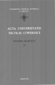 Acta Universitatis Nicolai Copernici. Nauki Humanistyczno-Społeczne. Studia Slavica, z. 2 (318), 1998