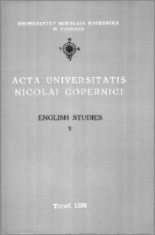Acta Universitatis Nicolai Copernici. Humanities and Social Sciences. English Studies, z. 5 (277), 1995