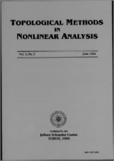 Topological Methods in Nonlinear Analysis, Vol. 3 no 2, (1994)