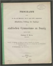 Programm womit zu der auf Mittwoch, den 6. April 1870, angesetzten öffentlichen Prüfung der Zöglinge des städtischen Gymnasiums zu Danzig