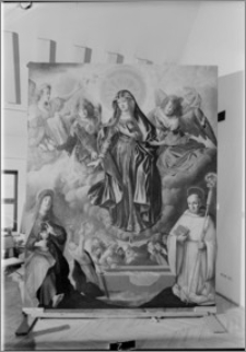 Koronowo [Kościół Cystersów – ołtarz główny – Wniebowzięcie Najświętszej Maryi Panny, obraz autorstwa Bartłomieja Strobla]