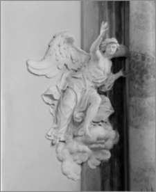 Podhrodní Lhota (Morawy, Czechy). Kościół parafialny. Wnętrze-framgent dekoracji ołtarzy i ambony autorstwa Baltazara Fontany (?)