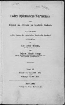 Codex diplomaticus Warmiensis oder Regesten und Urkunden zur Geschichte Ermlands. Bd. 2, Urkunden der Jahre 1341-1375 nebst Nachträgen von 1240-1340