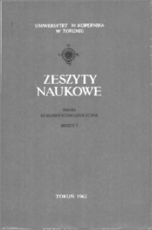 Zeszyty Naukowe Uniwersytetu Mikołaja Kopernika w Toruniu. Nauki Humanistyczno-Społeczne. Nauka o Książce, z. 1 (7), 1962