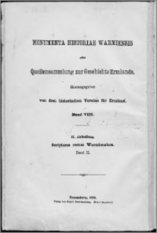 Scriptores rerum Warmiensium oder Quellenschriften zur Geschichte Ermlands. Bd. 2