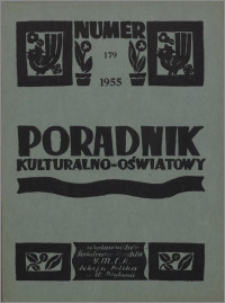 Poradnik Kulturalno-Oświatowy : wydawnictwo Światowego Komitetu YMCA, Sekcja Polska w W. Brytanii 1955, R. 15 nr 179