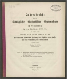 Jahresbericht über das Königliche Katholische Gymnasium zu Braunsberg in dem Schuljahre 1873-74