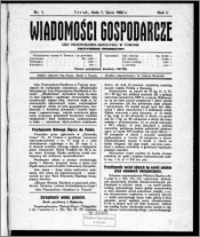 Wiadomości Gospodarcze Izby Przemysłowo-Handlowej w Toruniu 1922, R. 1, nr 1
