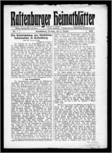 Rastenburger Heimatblätter für Heimatpflege und Geschichtskunde 1922, Nr. 1