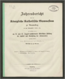 Jahresbericht über das Königliche Gymnasium zu Braunsberg in dem Schuljahre 1863-64