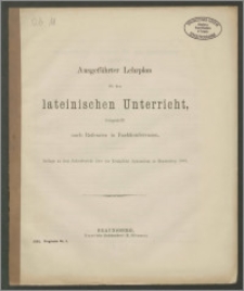 Ausgeführter Lehrplan für den lateinischen Unterricht