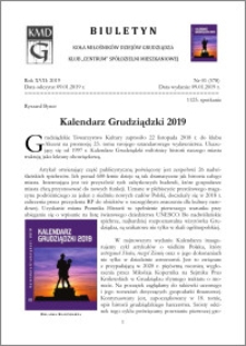 Biuletyn Koła Miłośników Dziejów Grudziądza 2019, Rok XVII nr 1(578) : Kalendarz Grudziądzki 2019