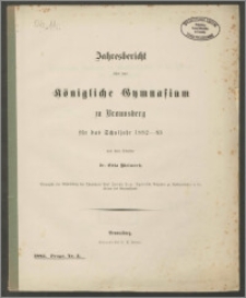 Jahresbericht über das Königliche Gymnasium zu Braunsberg für das Schuljahr 1882-83