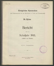 Königliches Gymnasium (mit Ersatzunterricht für das Griechische in Tertia und Untersekunda) zu Dt. Eylau. Bericht über das Schuljahr 1913