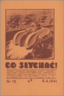 Co Słychać : tygodnik zawierający streszczenia książek i artykułów ... 1941, R. 2 nr 13