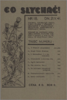 Co Słychać : tygodnik zawierający streszczenia książek i artykułów ... 1941, R. 2 nr 18