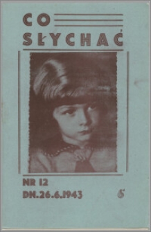 Co Słychać : tygodnik zawierający streszczenia książek i artykułów ... 1943, R. 4 nr 12