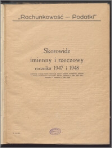 Rachunkowość - Podatki Skorowidz imienny i rzeczowy rocznika 1947 i 1948