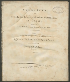 Nachricht von dem Zustande des städtischen Gymnasiums zu Danzig während des Schuljahres von Ostern 1829 bis 1830