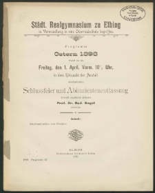 Städt. Realgymnasium zu Elbing in Verwandlung in eine Oberrealschule begriffen. Programm Ostern 1898