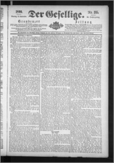 Der Gesellige : Graudenzer Zeitung 1890.09.14, Jg. 65, No. 215